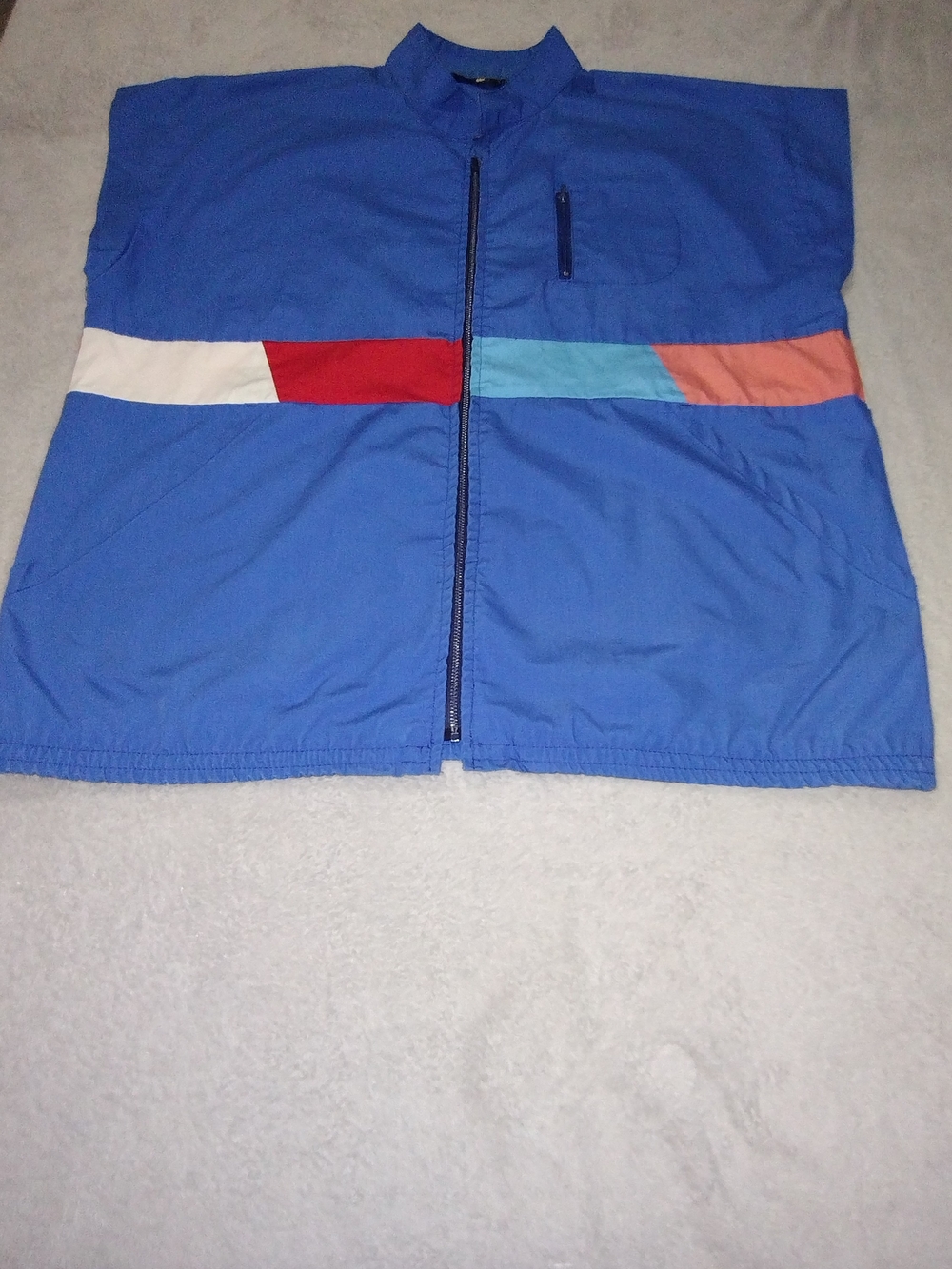 Vintage Hugo Valentino Blue Button-Up Vest 80s Retro With Color Block